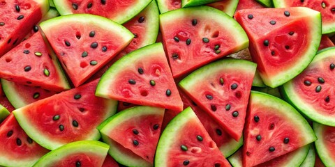 Background of fresh watermelon slices with seeds and green rind, watermelon, fruit, background, slices, seeds, green, rind