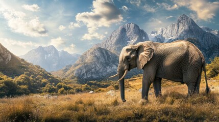 Fototapeta premium Elephant in the Majestic Mountains
