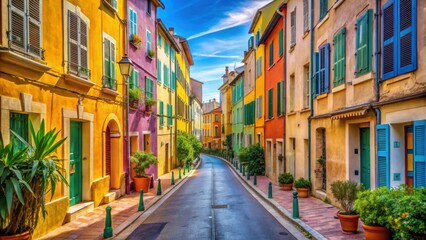 Obraz premium Vibrant and colorful street scene in Marseille, France, Marseille, France, vibrant, colorful, street, scene, architecture