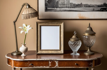 Elegant Still Life with Antique Decor and a Single White Lily