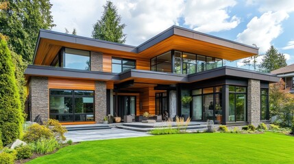 Modern House Exterior with Wooden Siding