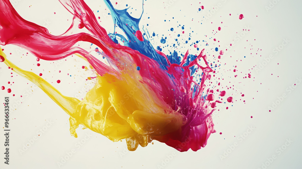 Wall mural splash paint colors bright abstract blue red yellow artistic fluid design creativity vibrant motion 