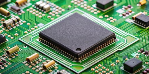 Small electronic unit on printed circuit board, small, electronic, unit, PCB, technology, circuit, board, microchip