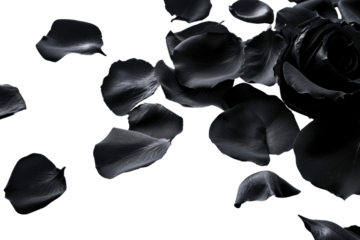 PNG Falling black rose petals flower plant monochrome.