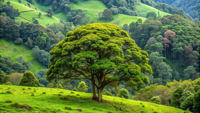 Lush green tree in the Andean forest of Guasca, Cundinamarca, Colombia, Andean, forest, Guasca, Cundinamarca, Colombia, tree