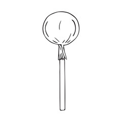 Vector hand drawn sketch doodle outline lollipop isolated on white background