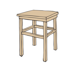 Vector hand drawn sketch doodle colored stool isolated on white background