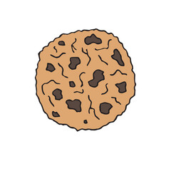 Vector hand drawn sketch doodle colored cookie isolated on white background