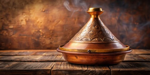 Traditional moroccan copper brass tagine (tajine) , cooking, cuisine, culture, traditional, north African, kitchenware, metal