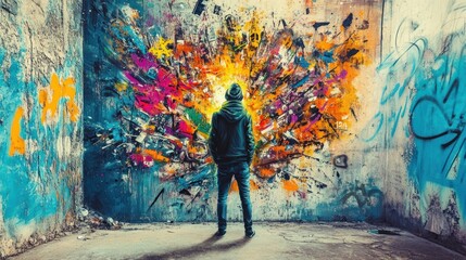 Obraz premium Man Contemplating Urban Art