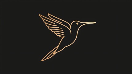 Obraz premium Hipster-inspired, stylish, monoline hummingbird logo with minimalist line art