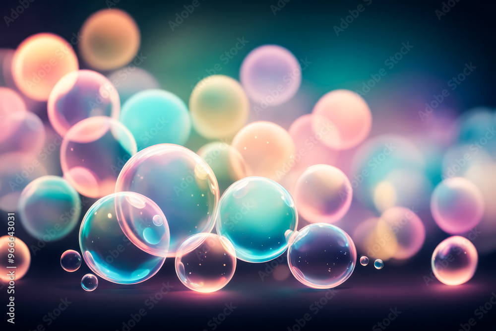 Poster background with bubble and bokeh design banner