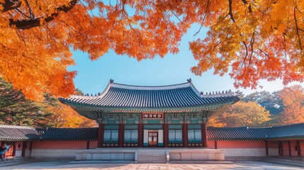Fototapeta premium Autumnal Palace in Seoul, South Korea