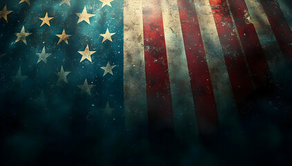A textured and faded American flag with dramatic lighting, symbolizing patriotism and history.