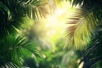 Fototapeta premium Nature leaves, green tropical forest, backgound concept , ai