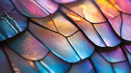 Obraz premium Close-up of a Butterfly's Wing with Iridescent Scales