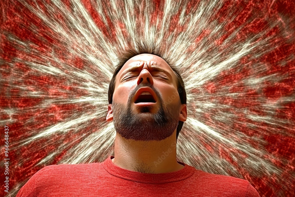 Poster cognitive ergonomics neuroimaging and neuroergonomics man with rays of light emanating from his head