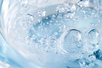 Hyaluronic acid serum texture. Beauty skin care liquid gel background. Clear cosmetic cream with bubbles closeup , ai