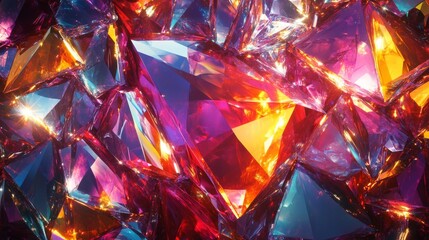 Abstract Close-up of Multicolored Shiny Crystal Facets