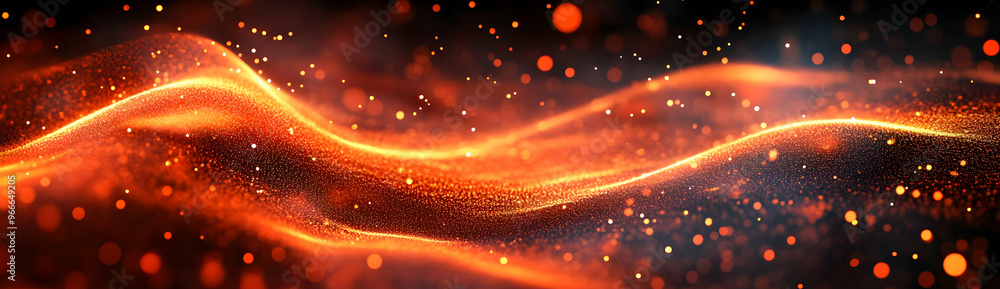 Poster a vibrant wave of orange light dances in a dark background, creating an enchanting and dynamic visua