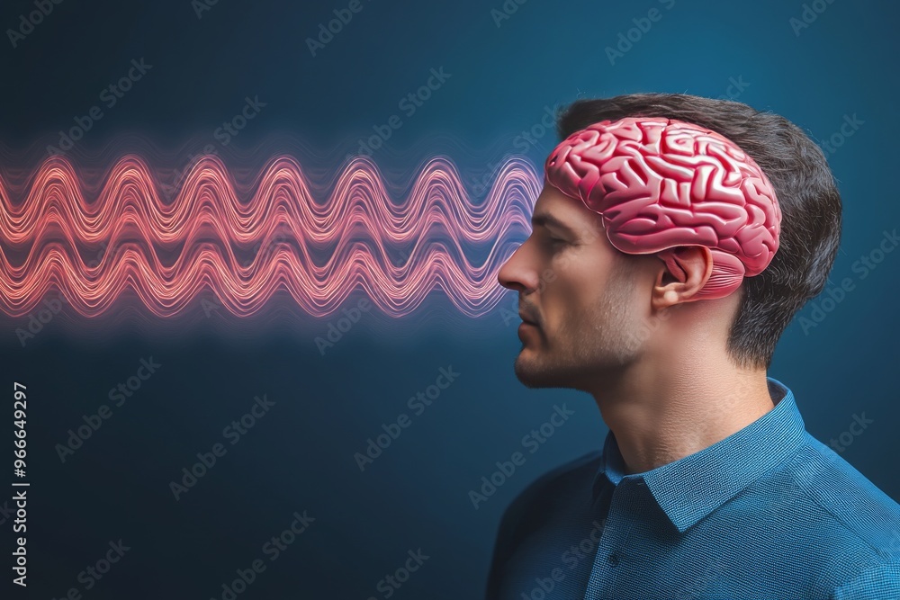 Poster neurofeedback loop sensory processing and neuroprosthetics side profile of man with brain activity w
