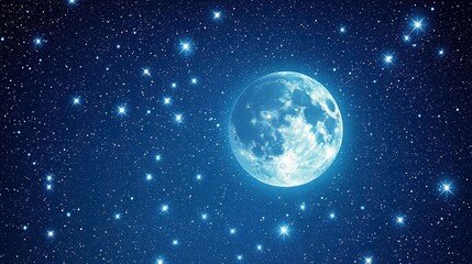 Obraz premium A stunning night sky filled with stars and a bright moon, creating a serene and mesmerizing celestial scene.