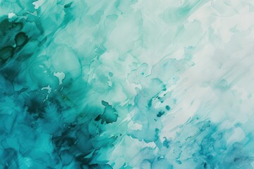 A fluid abstract design featuring aqua watercolor hues with soft blending and flowing textures, evoking a serene and calming atmosphere.