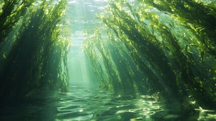 Fototapeta premium Underwater Pathway Through a Seaweed Forest