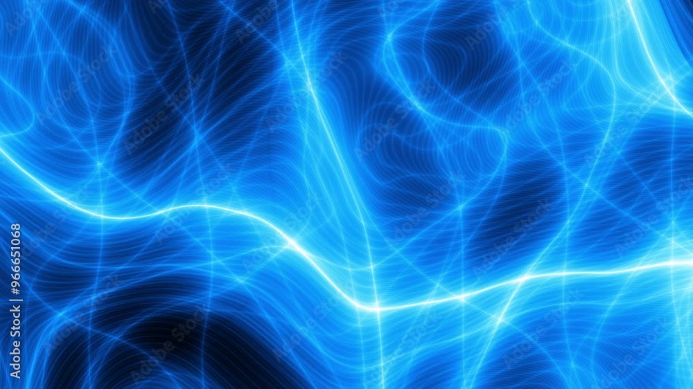 Sticker animation of multiple blue shiny light lines moving on black background