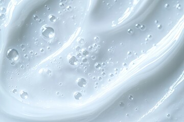 Hyaluronic acid serum texture. Beauty skin care liquid gel background. Clear cosmetic cream with bubbles closeup , ai