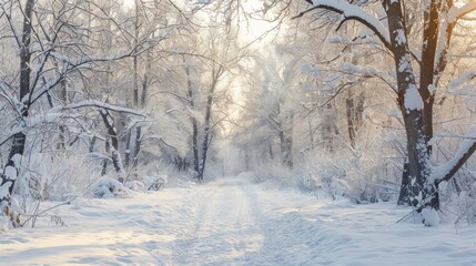 Snowy Forest Path