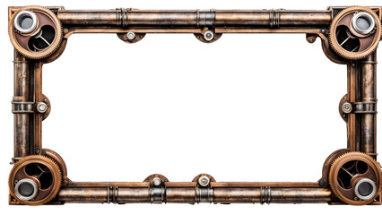 Fototapeta premium Steampunk border frame PNG transparent background