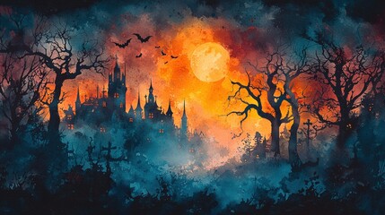 Creative Halloween game ideas, kids entertainment, event planning, watercolor haunted theme, festive fun