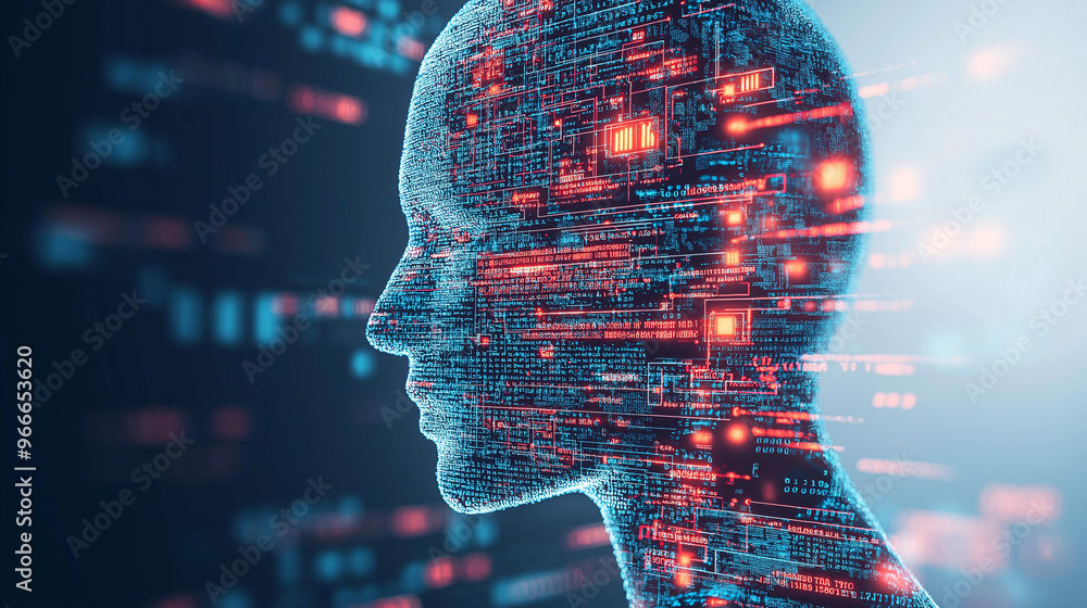 Poster technology control ai concept and developing codes.