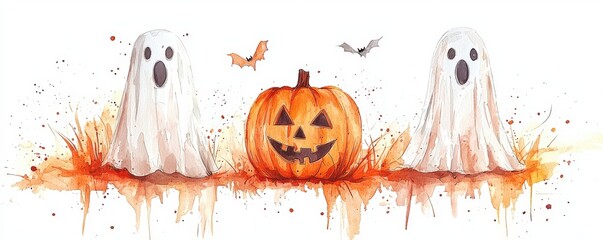 Creative Halloween event ideas, kids fun games, watercolor ghosts and pumpkins, family-friendly