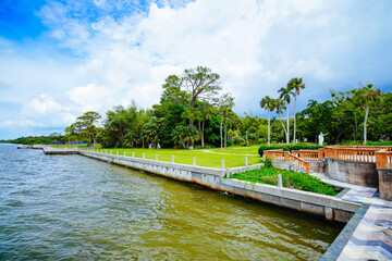 Sarasota, Florida, USA - 09 08 2024: The landscape of The John and Mable Ringling Museum of Art