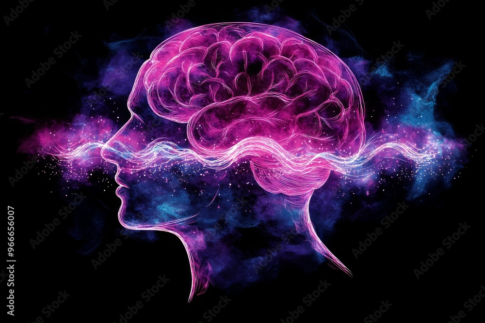 Poster synaptogenesis signal transduction and photogrammetry abstract depiction of brain activity in vivid 