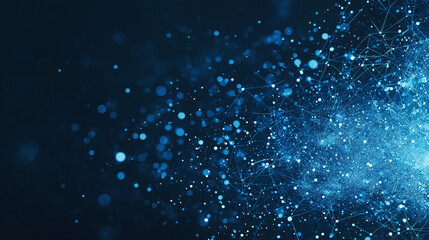 Abstract technology network with glowing nodes and lines. Modern and sophisticated background for banners, posters and social media.