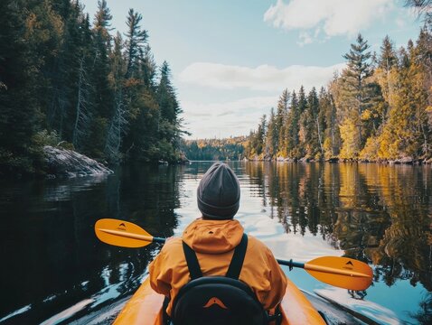 A person enjoying an eco-friendly activity, such as kayaking or hiking, with a focus on the importance of preserving natural habitats - ai - Powered by Adobe