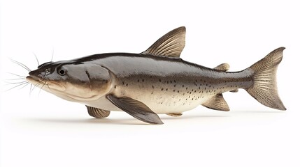 Obraz premium Realistic Side View of Freshwater Catfish with Smooth Skin and Detailed Whiskers on White