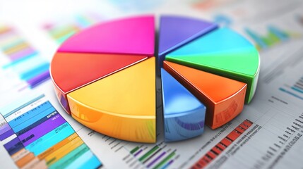 Fototapeta premium Colorful Pie Chart on a Spreadsheet