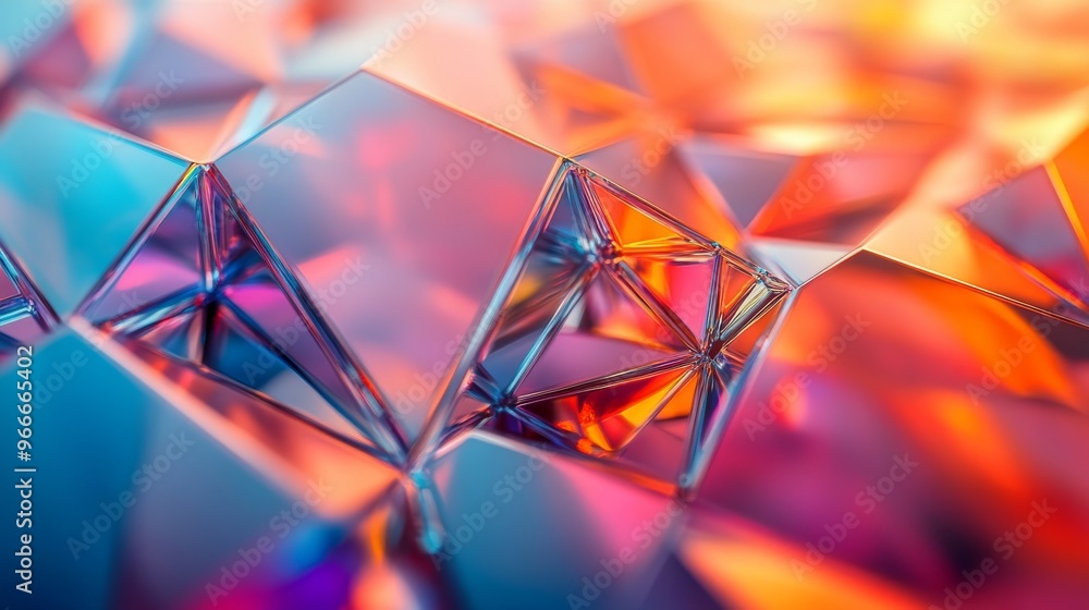 Aufkleber close-up of intersecting geometric shapes with vibrant color gradient