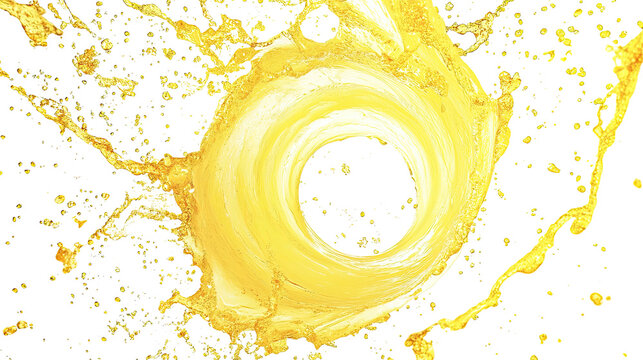 Usplash of yellow liquid on transparent background