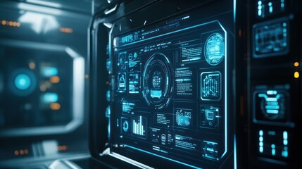 Futuristic Smart Home Automation Interface on Virtual Screen