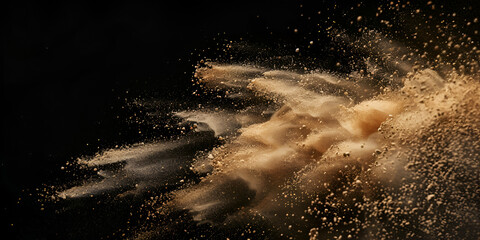 Magical Golden Dust Explosion in Dark Background