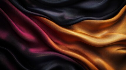 Fototapeta premium Draped Fabric in Vibrant Hues of Black, Burgundy, and Gold