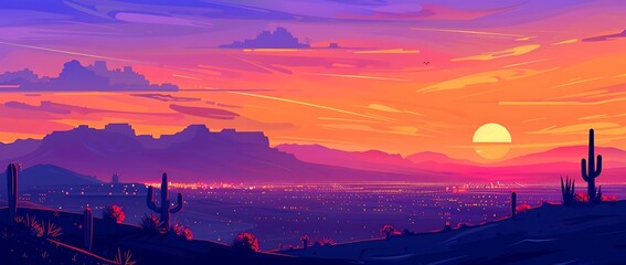 A vibrant sunset over Phoenix Arizona - Generative AI