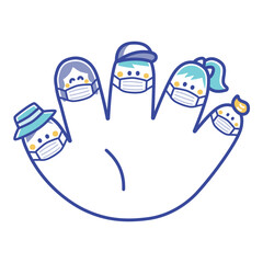 マスクをつけたフィンガーファミリー