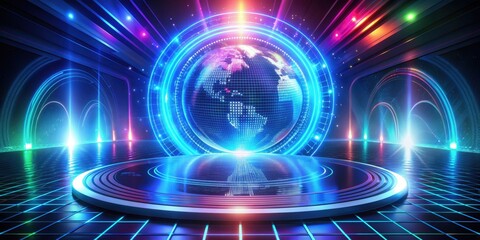 Fototapeta premium Abstract background of futuristic holographic projection technology, technology, innovation, abstract, background