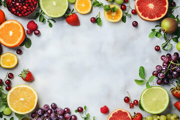 Background of fruits, vegetables and berries. Fresh food   